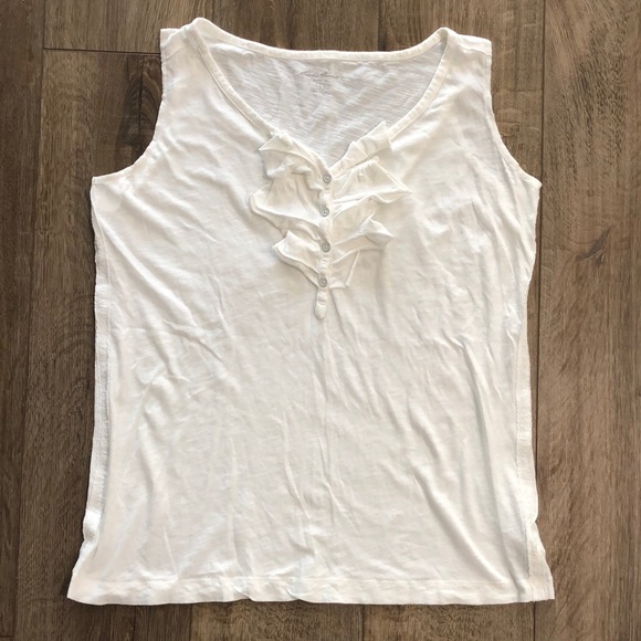 Eddie Bauer Tops - NWOT - EDDIE BAUER 100% Cotton White Sleeveless Ruffle Front Top